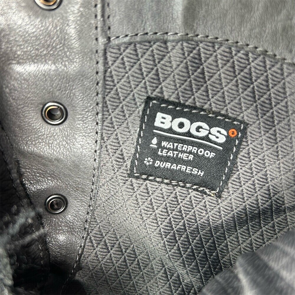 Bogs Carrie Lace Mid Combat Boots Black Leather Waterproof Lace Up Size 10 - Picture 13 of 14